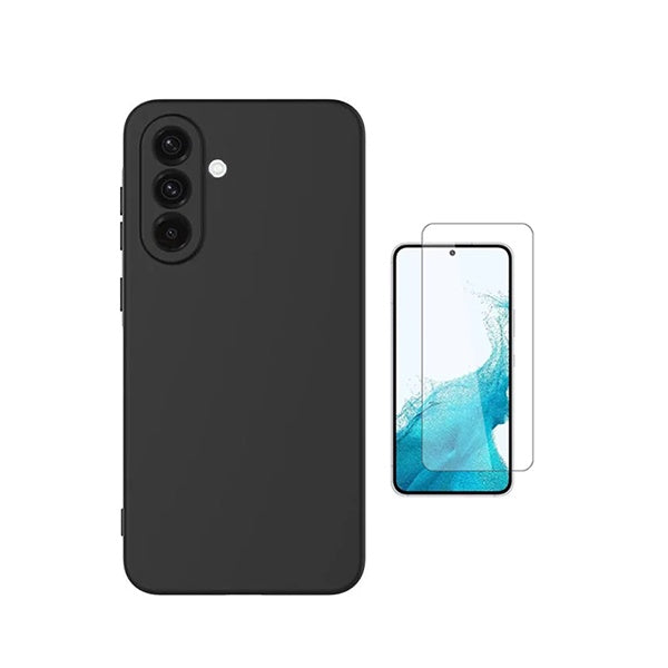 Kit Vidro Clearglass + Capa Silicone Líquido PHONECARE Para Samsung Galaxy A37 5G - Preto