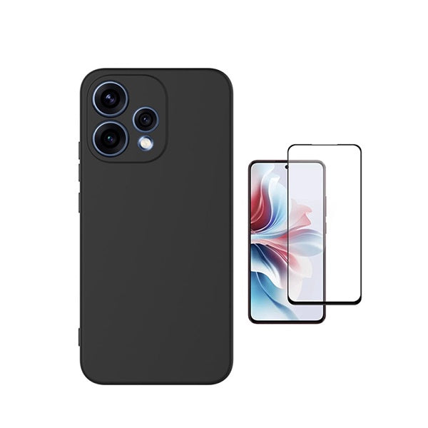 Kit Vidro Temperado + Capa Silicone Líquido PHONECARE Para Oppo Reno15 - Preto