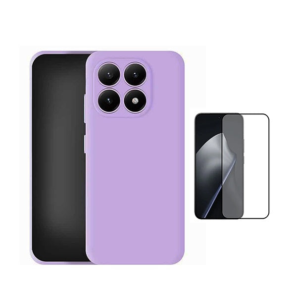 Kit Vidro Temperado + Capa Silicone Líquido PHONECARE Para Xiaomi 17 5G - Roxo