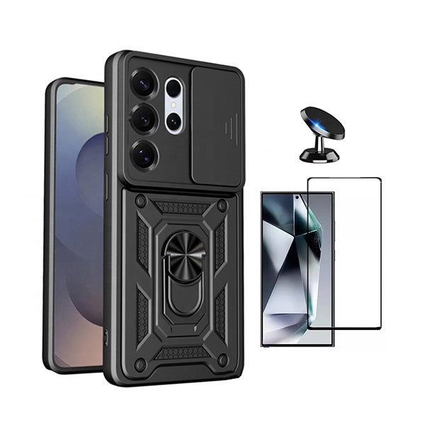 Kit Vidro + Capa Magnetic Slide Window + Suporte Magnético PHONECARE Para Samsung Galaxy S26 Ultra - Preto
