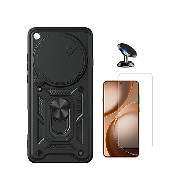 Kit Vidro Clearglass + Capa Magnetic Slide Window + Suporte Magnético PHONECARE Para Oppo Find X9 Ultra - Preto