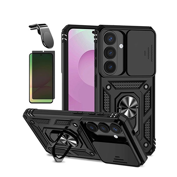 Kit Película Anti-Spy + Capa Magnetic Slide Window + Suporte L PHONECARE Para Samsung Galaxy S26 + Plus - Preto