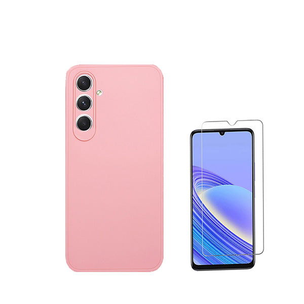 Kit Vidro Clearglass + Capa Silicone Líquido para Samsung Galaxy A15 - Rosa