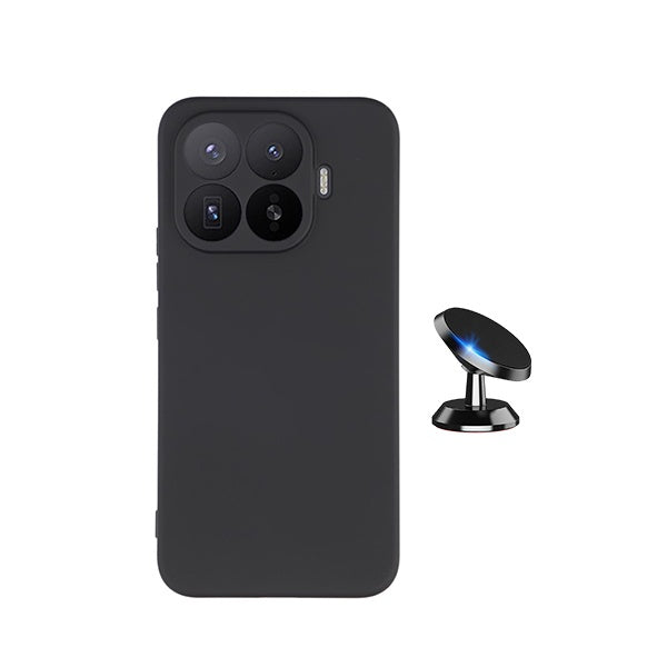 Kit Suporte Magnético + Capa Silicone Líquido PHONECARE Para Xiaomi 17T 5G - Preto