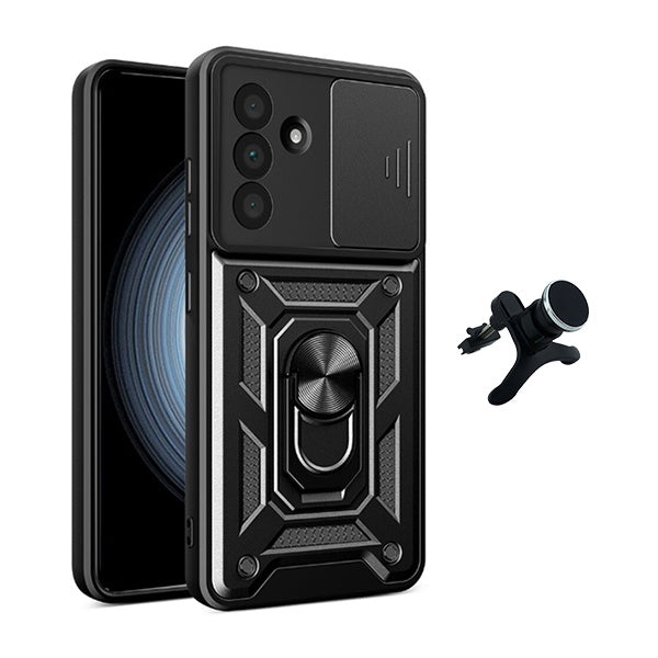 Kit Suporte Reforçado + Capa Magnetic Slide Window PHONECARE Para Samsung Galaxy A36 5G - Preto