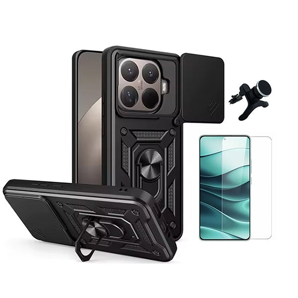 Kit Vidro Clearglass + Capa Magnetic Slide Window + Suporte Magnético Reforçado  PHONECARE Para Xiaomi 15T Pro 5G - Preto