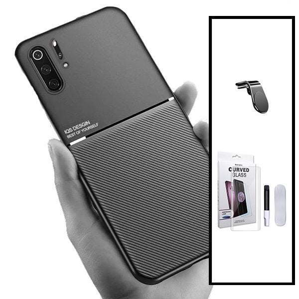 Kit Capa Magnetic Lux + Película de Vidro Nano Curved UV + Suporte Magnético L Safe Driving para Huawei P30 Pro