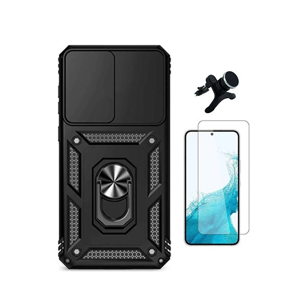 Kit Vidro Clearglass + Capa Magnetic Slide Window + Suporte Magnético Reforçado  PHONECARE Para Samsung Galaxy A57 5G - Preto