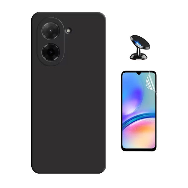 Kit Película Hydrogel Frente + Capa Silicone Líquido + Suporte Magnético PHONECARE Para Xiaomi Redmi A5 4G - Preto