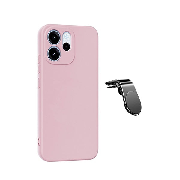 Kit Suporte L + Capa Silicone Líquido PHONECARE Para Oppo Reno15 FS - Rosa