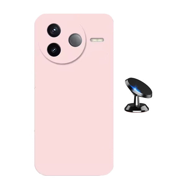 Kit Suporte Magnético + Capa Silicone Líquido PHONECARE Para Xiaomi Poco F7 Ultra - Rosa