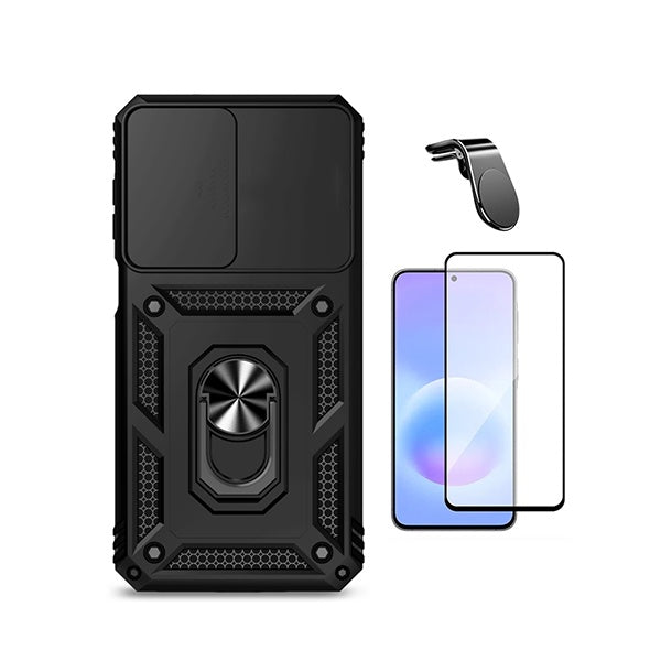 Kit Vidro + Capa Magnetic Slide Window + Suporte L PHONECARE Para Samsung Galaxy A27 - Preto