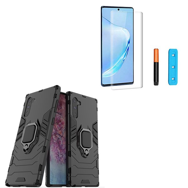 Kit Película de Vidro Nano Curved UV + Capa 3X1 Military Defender para Xiaomi Mi Note 10 Pro