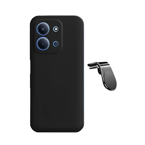 Kit Suporte L + Capa Silicone Líquido PHONECARE Para Xiaomi Poco C85 - Preto