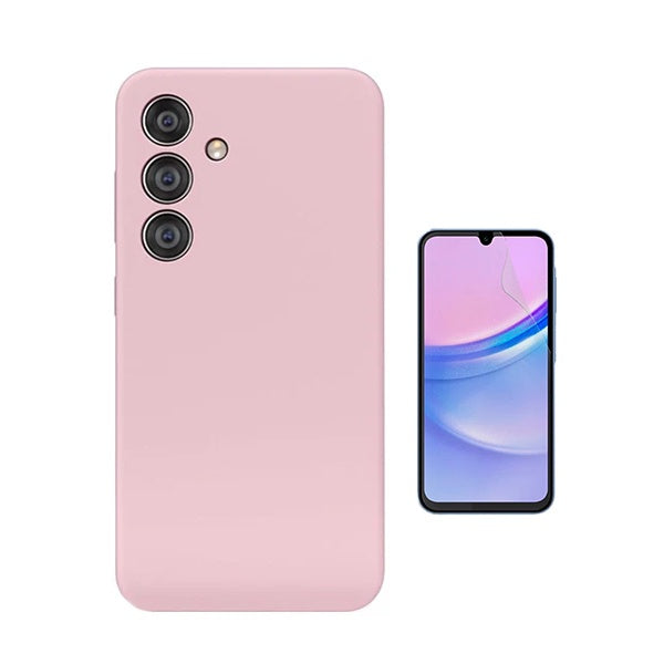 Kit Película Hydrogel Frente + Capa Silicone Líquido Para Samsung Galaxy A16 5G - Rosa