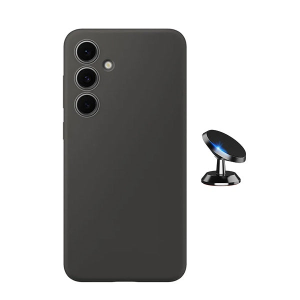 Kit Suporte Magnético + Capa Silicone Líquido Phonecare Para Samsung Galaxy S25 + Plus - Preto