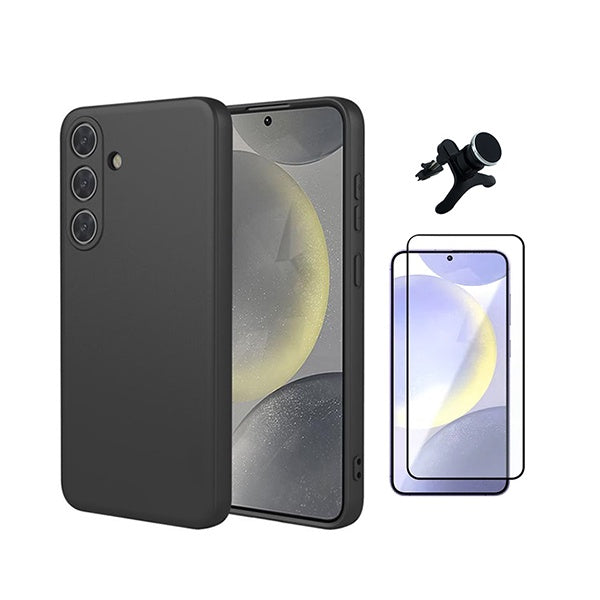 Kit Vidro Temperado + Capa Silicone Líquido + Suporte Magnético Reforçado PHONECARE Para Samsung Galaxy S26 + Plus - Preto
