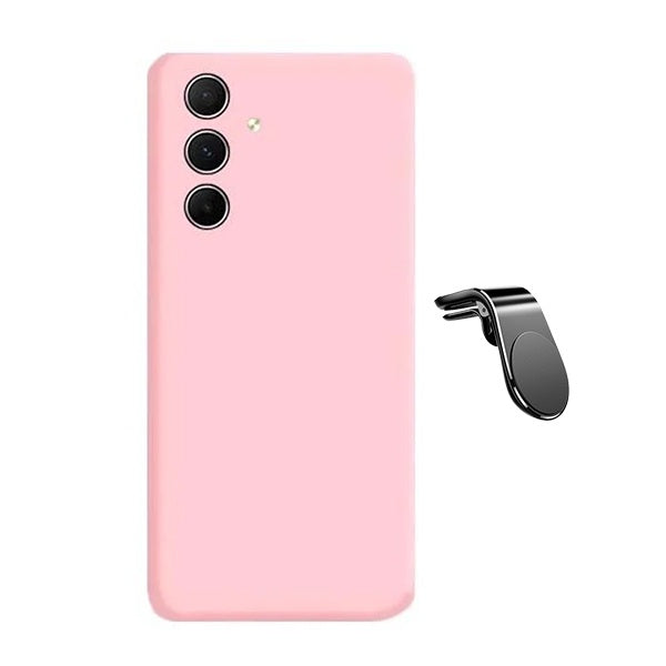 Kit Suporte L + Capa Silicone Líquido Phonecare Para Samsung Galaxy A04s - Rosa