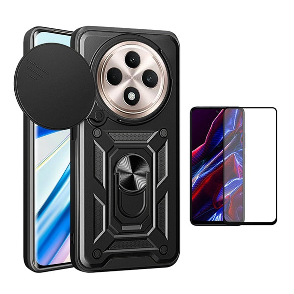 Kit Vidro + Capa Magnetic Slide Window Phonecare Para Oppo Reno12 F 4G - Preto