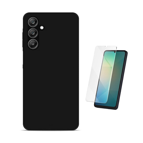Kit Vidro Clearglass + Capa Silicone Líquido PHONECARE Para Samsung Galaxy A18 4G - Preto