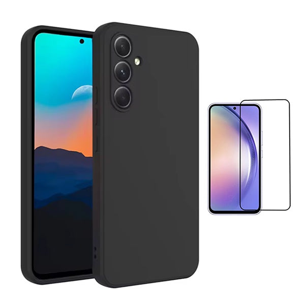 Kit Vidro Temperado + Capa Silicone Líquido Phonecare Para Samsung Galaxy A56 - Preto