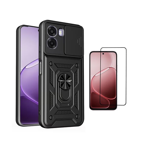 Kit Vidro + Capa Magnetic Slide Window PHONECARE Para Oppo A6x - Preto