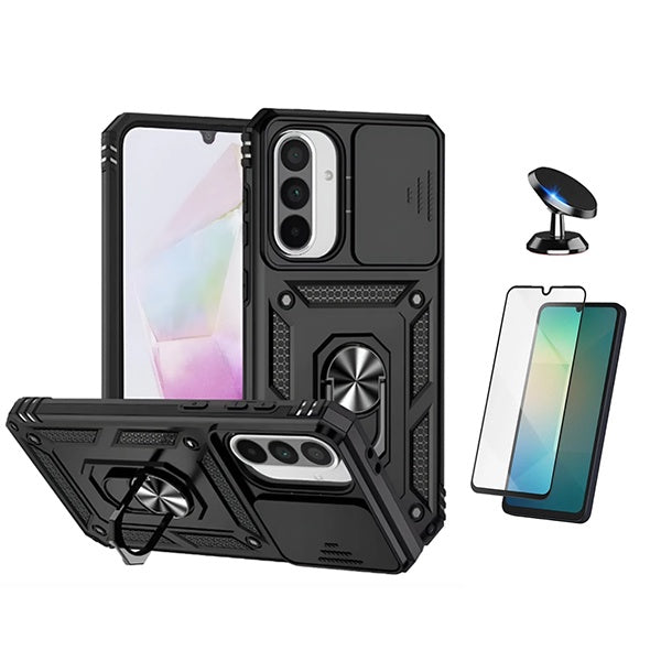 Kit Vidro + Capa Magnetic Slide Window + Suporte Magnético PHONECARE Para Samsung Galaxy A17 5G - Preto