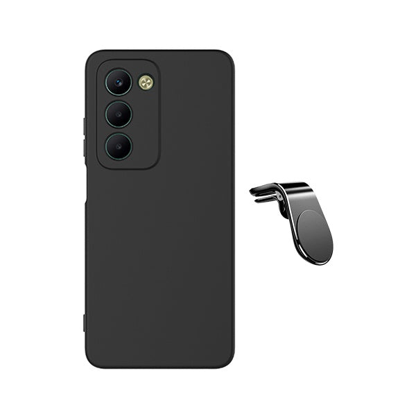 Kit Suporte L + Capa Silicone Líquido PHONECARE Para Xiaomi Redmi 15 4G - Preto