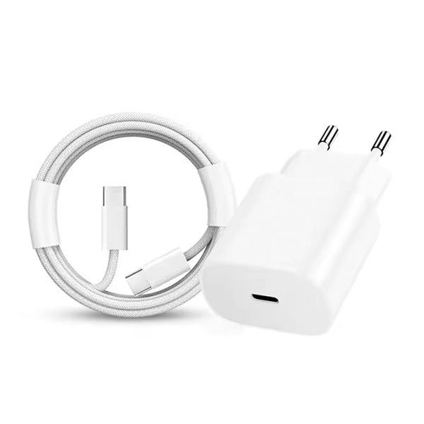 Kit Base Carregador Type C Fastcharge 35W + Cabo de Carga 60W Type C 1m PHONECARE Para Apple iPhone 18 Pro - Branco