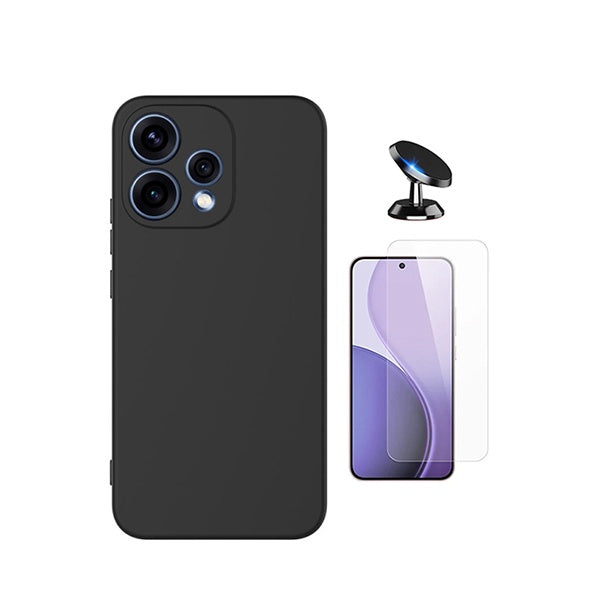 Kit Vidro Clearglass + Capa Silicone Líquido + Suporte Magnético PHONECARE Para Oppo Reno15 - Preto