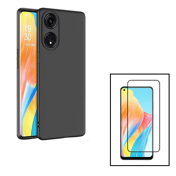 Kit Vidro Premium Full Cover + Capa SlimShield para Oppo A78 4G - Preto