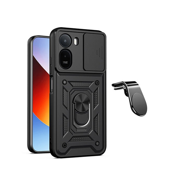 Kit Suporte L + Capa Magnetic Slide Window PHONECARE Para Xiaomi Redmi A7 Pro 4G - Preto