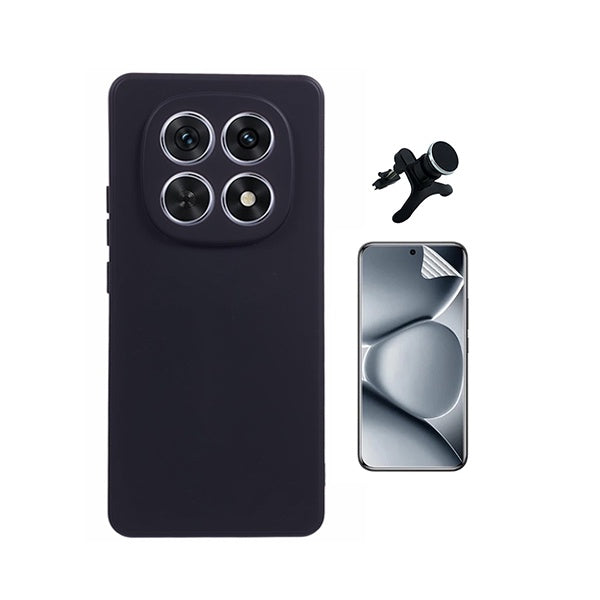 Kit Película Hydrogel Frente + Capa Silicone Líquido +  Suporte Reforçado PHONECARE Para Xiaomi Redmi Note 15 5G - Preto