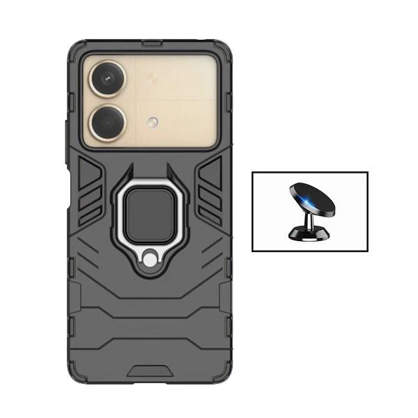 Kit Suporte Magnético de Carro + Capa 3X1 Military Defender para Xiaomi Poco X6 Neo - Preto