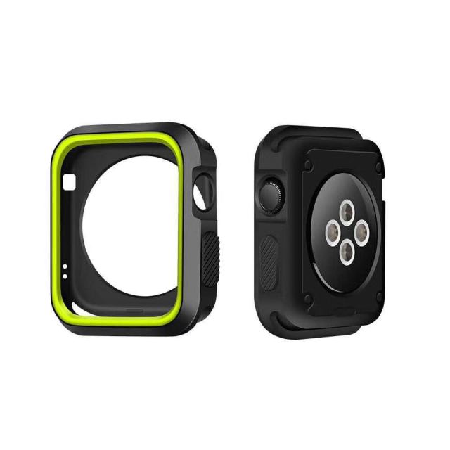 Capa Military Anti-Impacto DoubleColor para Apple Watch SE 3 - 40mm - Preto / Verde Fluorescente