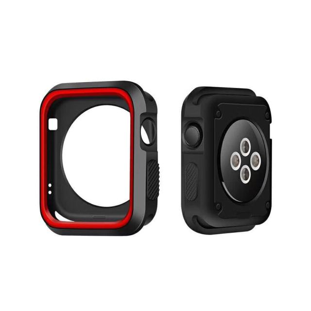 Capa Military Anti-Impacto DoubleColor para Apple Watch SE 3 - 44mm - Preto / Vermelho