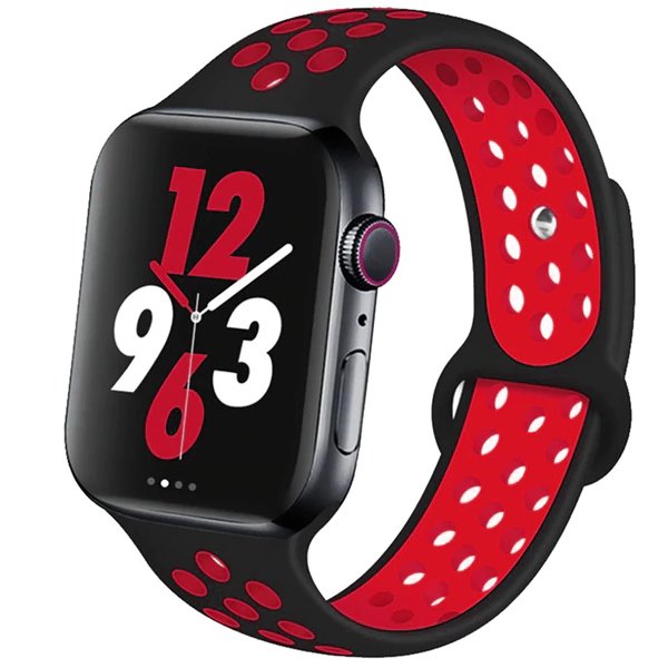 Bracelete Sportystyle PHONECARE Para Apple Watch Series 12 - 46mm - Preto / Vermelho