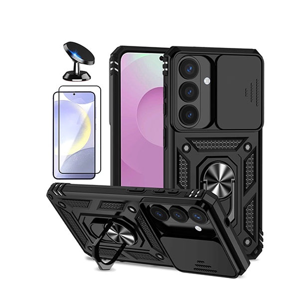 Kit Vidro + Capa Magnetic Slide Window + Suporte Magnético PHONECARE Para Samsung Galaxy S26 + Plus - Preto
