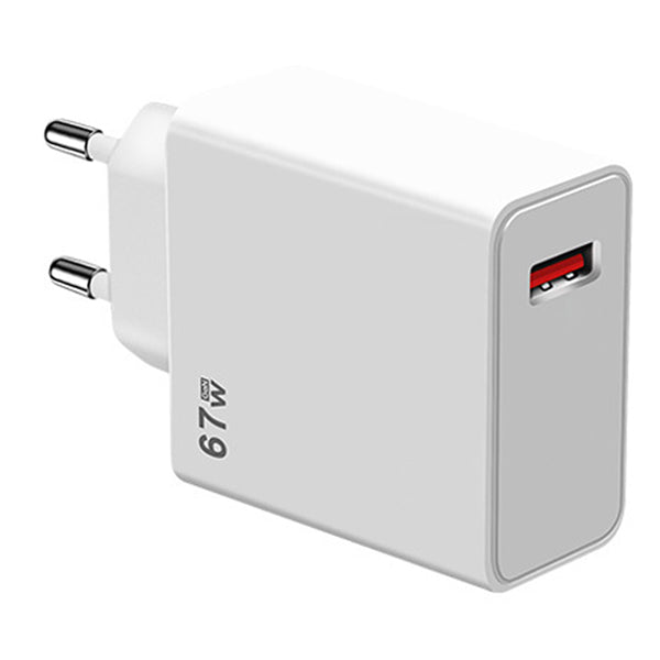 Carregador Turbo Fast Charge 67W 6.7A USB A para Xiaomi - Branco