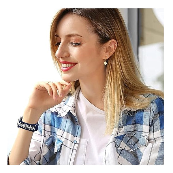 Bracelete Sportystyle PHONECARE Para Honor Watch 5 Pro - Azul Escuro / Branco