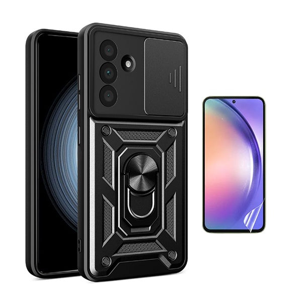 Kit Película Hydrogel Frente + Capa Magnetic Slide Window PHONECARE Para Samsung Galaxy A36 5G - Preto
