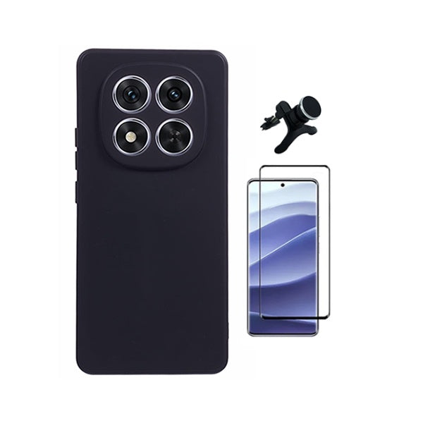Kit Vidro Temperado + Capa Silicone Líquido + Suporte Magnético Reforçado PHONECARE Para Xiaomi Poco M8 Pro 5G - Preto