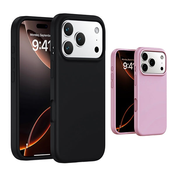 Kit 2x Capa Silicone Líquido PHONECARE Para Apple iPhone 17 Pro Max - Preto / Rosa