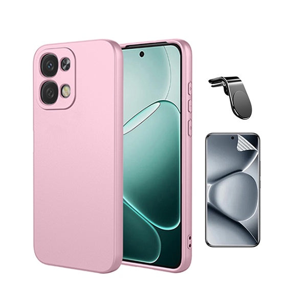 Kit Película Hydrogel Frente + Capa Silicone Líquido + Suporte L PHONECARE Para Oppo A6 Pro 4G - Rosa