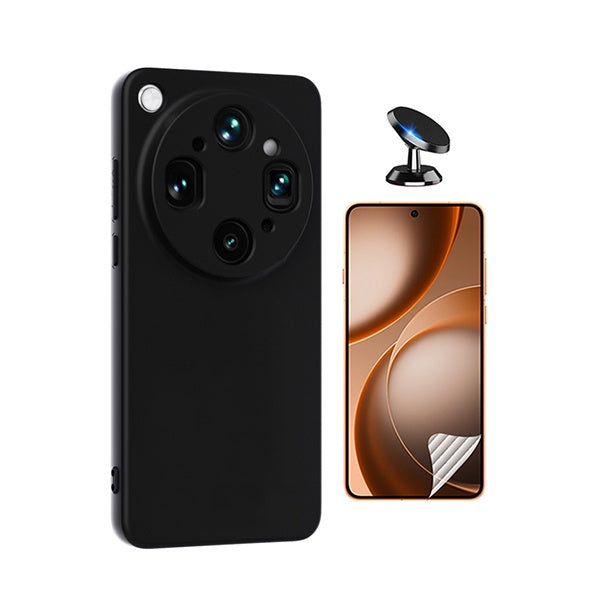 Kit Película Hydrogel Frente + Capa Silicone Líquido + Suporte Magnético PHONECARE Para Oppo Find X9 Ultra - Preto