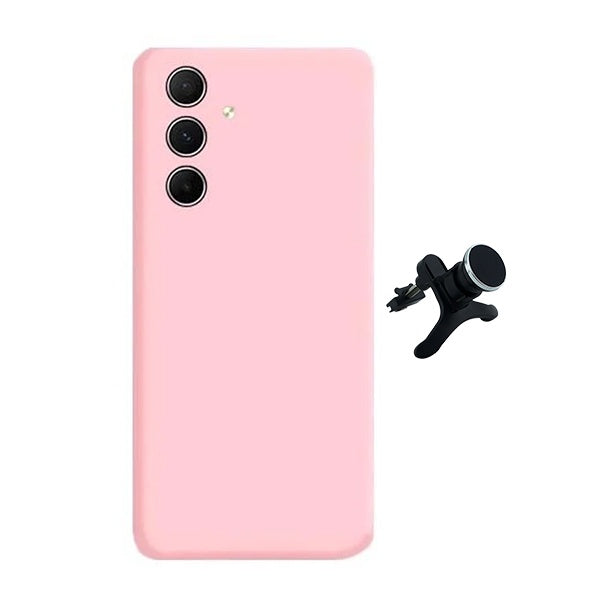 Kit Suporte Magnético Reforçado + Capa Silicone Líquido Phonecare Para Samsung Galaxy A04s - Rosa