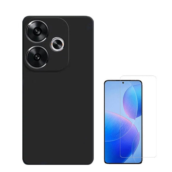Kit Vidro Clearglass + Capa Silicone Líquido para Xiaomi Poco F6 - Preto
