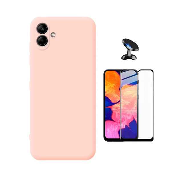 Kit Vidro Temperado + Capa Silicone Líquido + Suporte Magnético Phonecare Para Samsung Galaxy M13 5G - Rosa