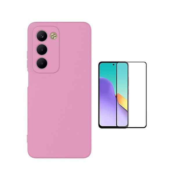 Kit Vidro Temperado + Capa Silicone Líquido PHONECARE Para Xiaomi Redmi 15 4G - Rosa