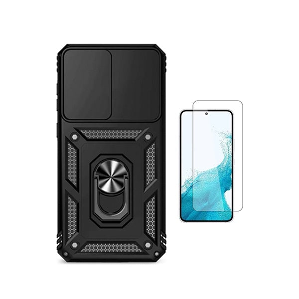 Kit Vidro Clearglass + Capa Magnetic Slide Window PHONECARE Para Samsung Galaxy A37 5G - Preto